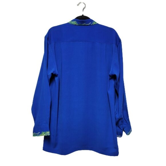 Men's Blue Batik Long Sleeve Shirt - Picture 6 of 14